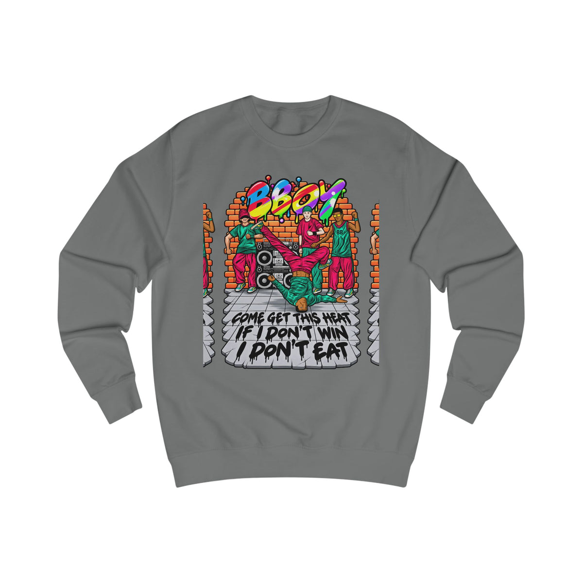 Reminiscent Wear B-Boy Sweatshirt — "Come Get This Heat" Retro Hip-Hop Crewneck