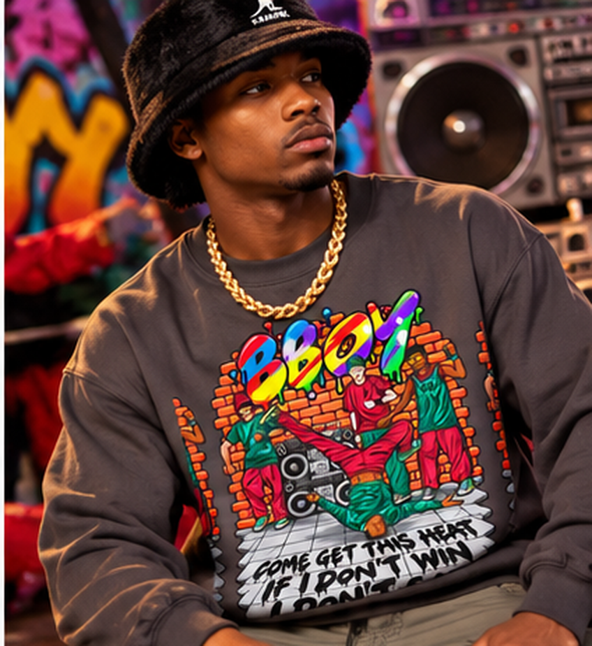 Reminiscent Wear B-Boy Sweatshirt — "Come Get This Heat" Retro Hip-Hop Crewneck