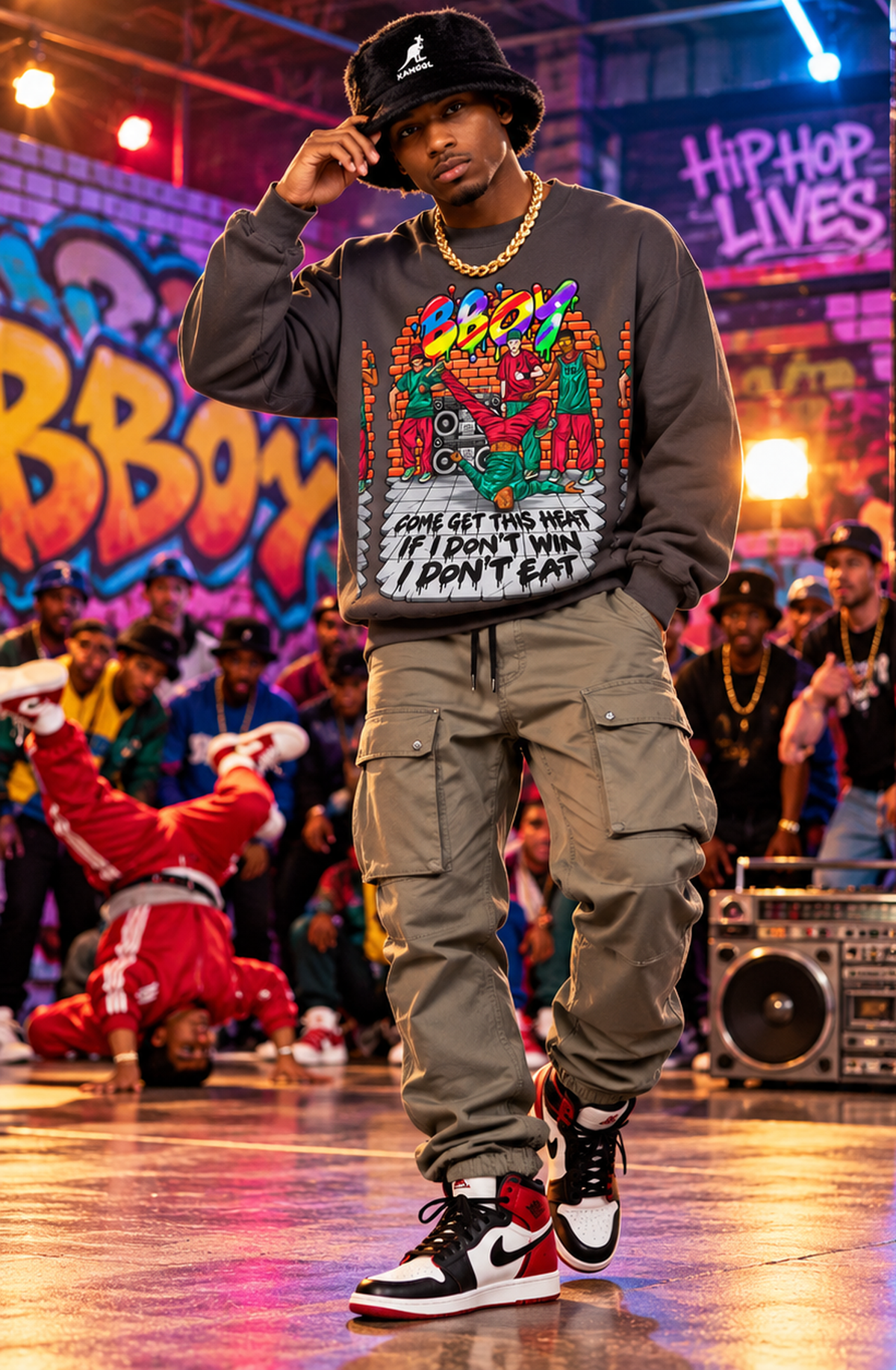 Reminiscent Wear B-Boy Sweatshirt — "Come Get This Heat" Retro Hip-Hop Crewneck