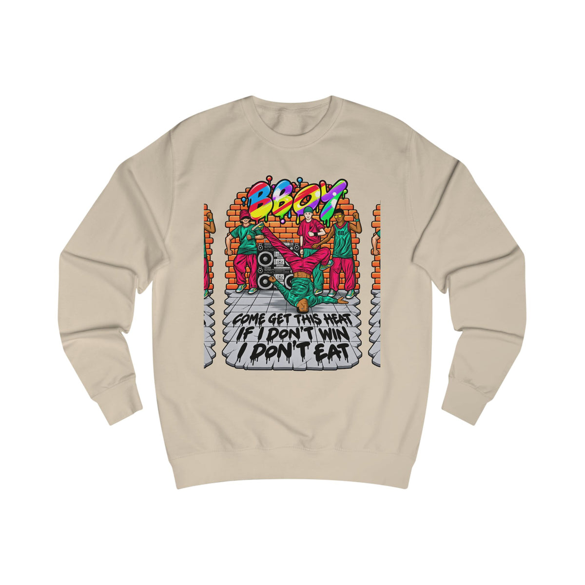Reminiscent Wear B-Boy Sweatshirt — "Come Get This Heat" Retro Hip-Hop Crewneck