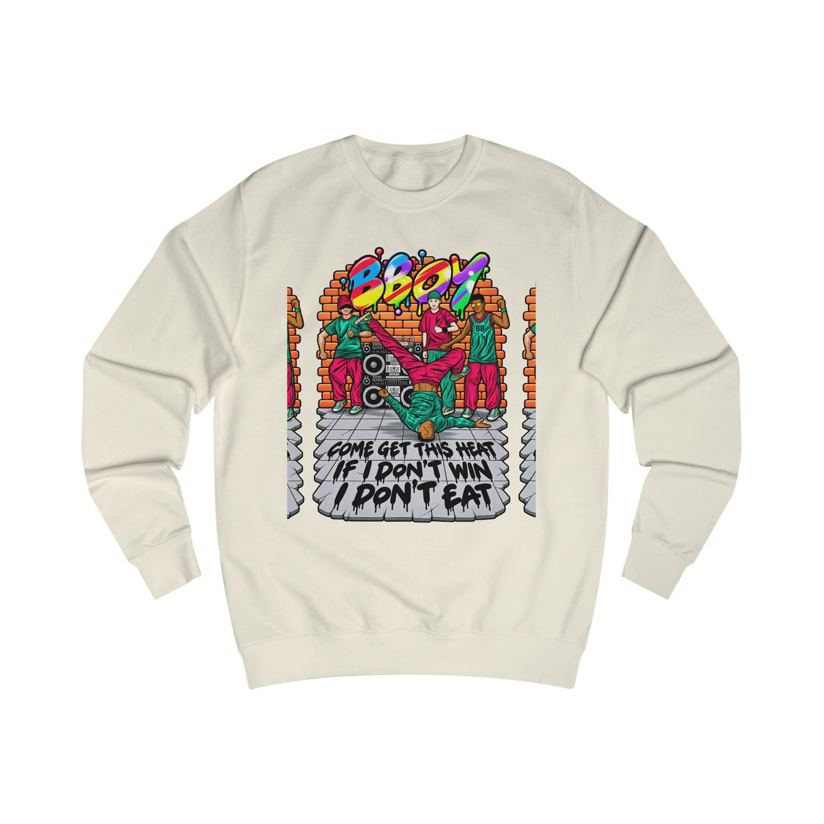 Reminiscent Wear B-Boy Sweatshirt — "Come Get This Heat" Retro Hip-Hop Crewneck