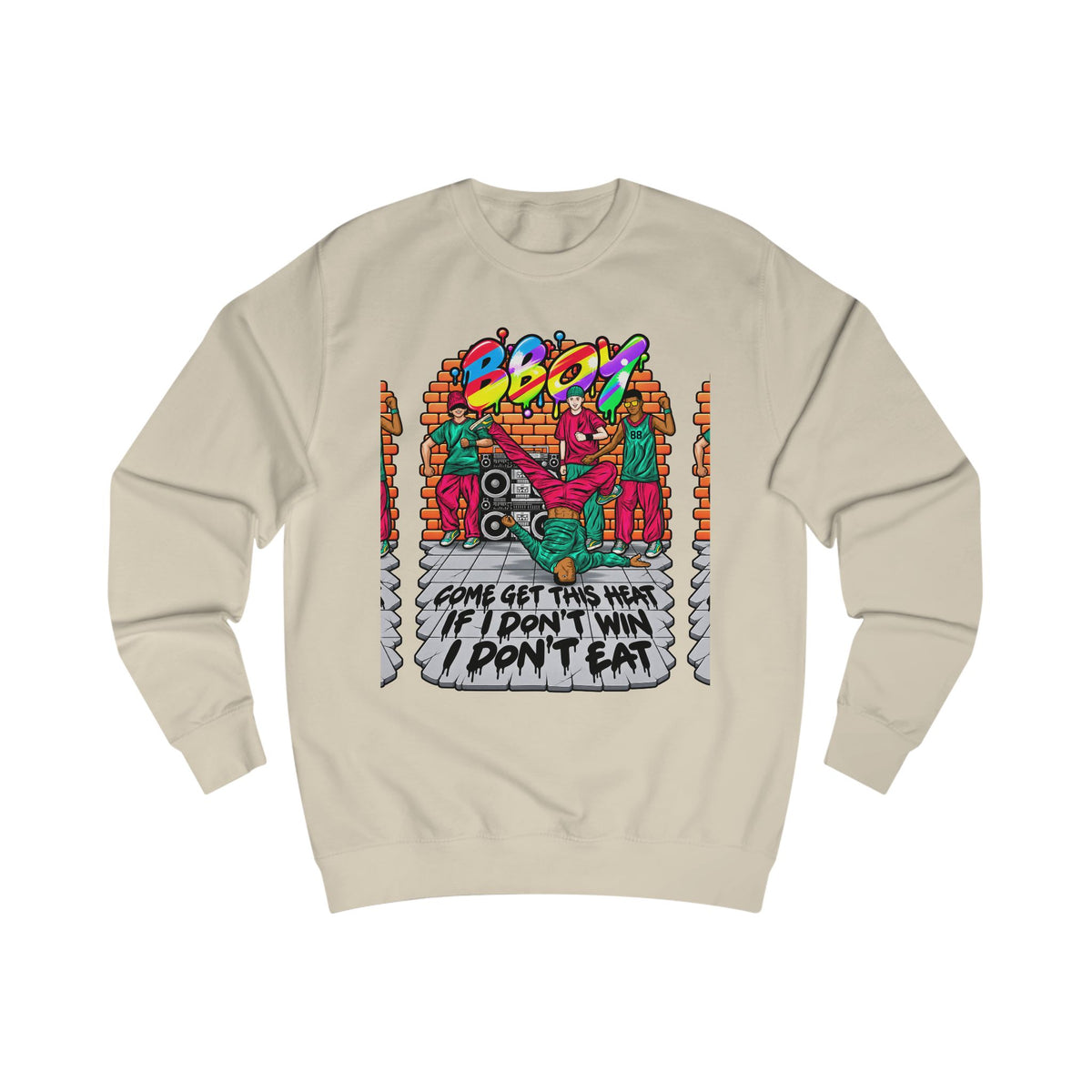 Reminiscent Wear B-Boy Sweatshirt — "Come Get This Heat" Retro Hip-Hop Crewneck