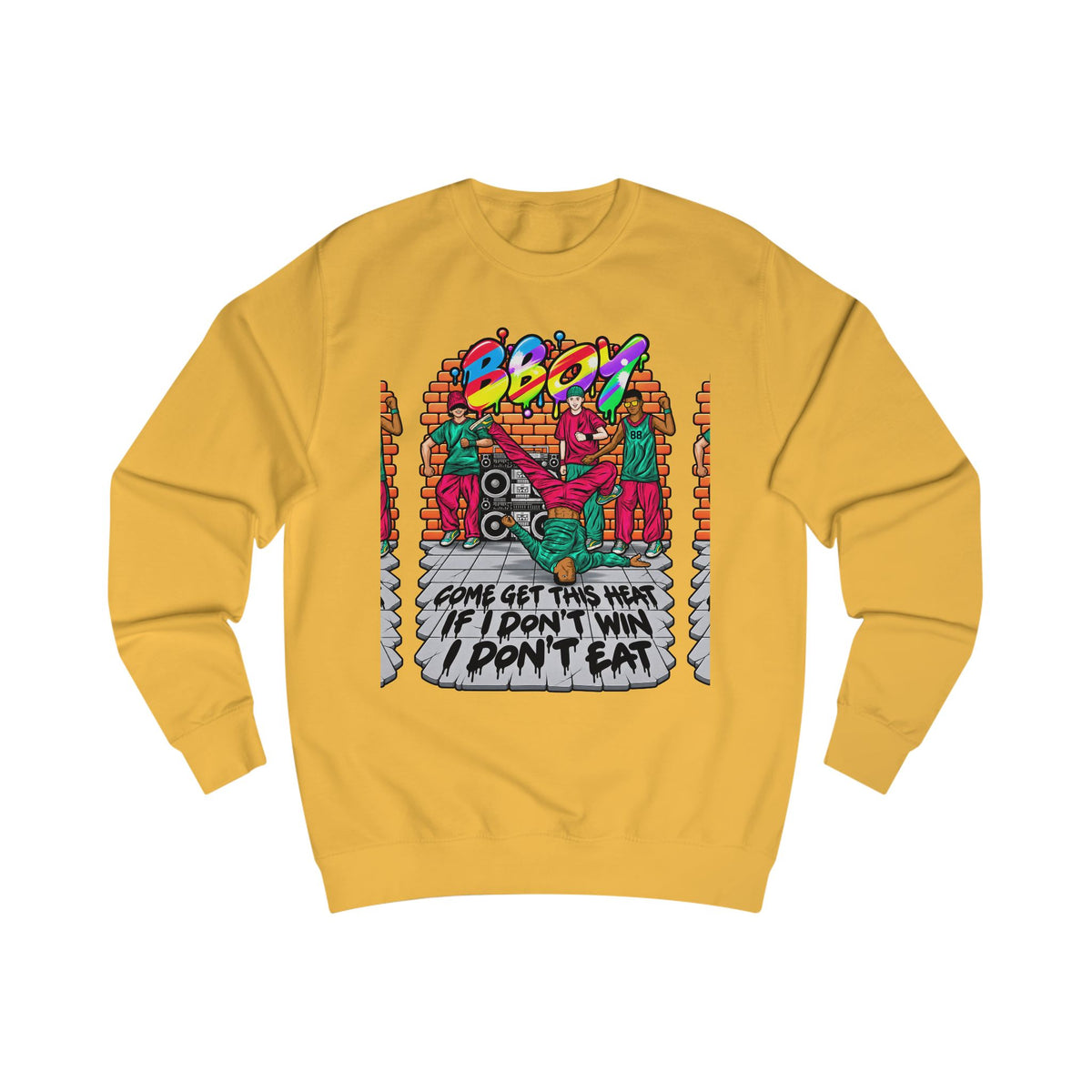 Reminiscent Wear B-Boy Sweatshirt — "Come Get This Heat" Retro Hip-Hop Crewneck